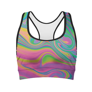 Psychedelic Soap Bubble Print Women's Sports Bra