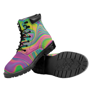 Psychedelic Soap Bubble Print Work Boots