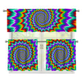 Psychedelic Spiral Optical Illusion 3 Piece Kitchen Curtains