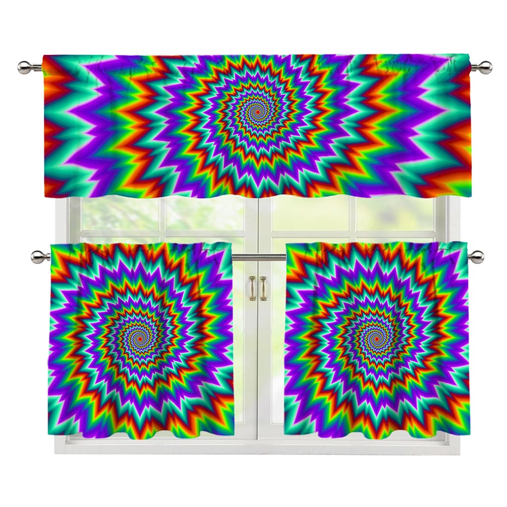 Psychedelic Spiral Optical Illusion 3 Piece Kitchen Curtains