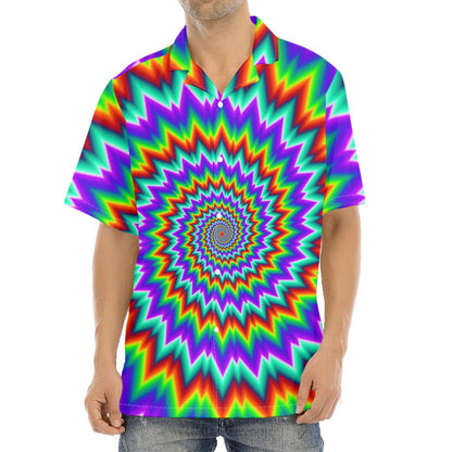 Psychedelic Spiral Optical Illusion Aloha Shirt