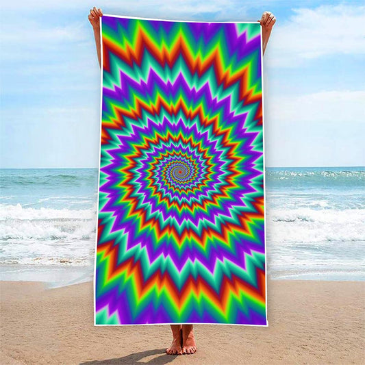 Psychedelic Spiral Optical Illusion Beach Towel