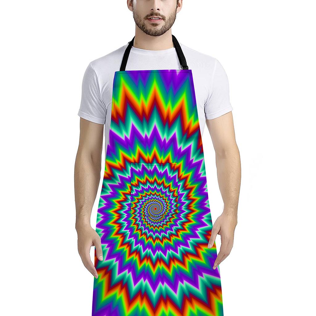 Psychedelic Spiral Optical Illusion Bib Apron With Pocket
