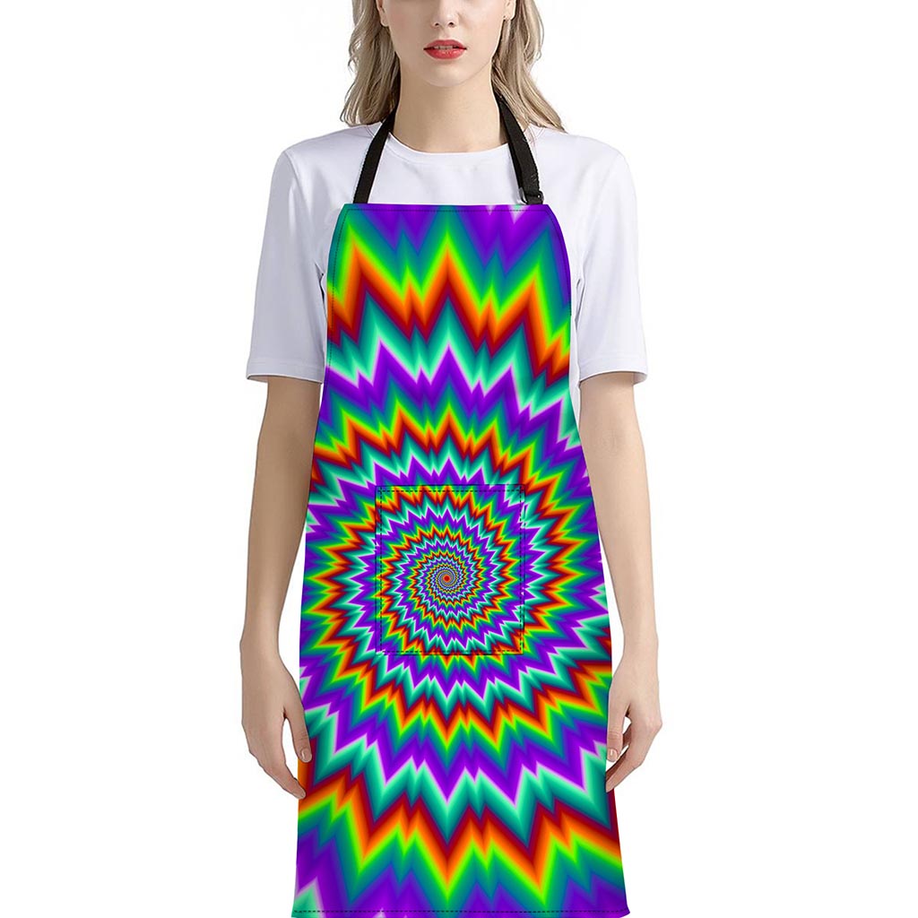Psychedelic Spiral Optical Illusion Bib Apron With Pocket