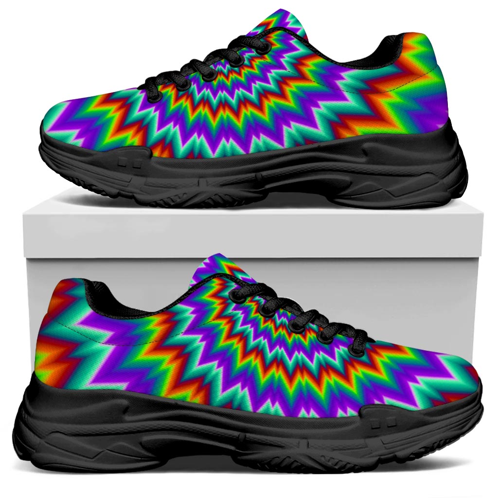 Psychedelic Spiral Optical Illusion Black Chunky Shoes