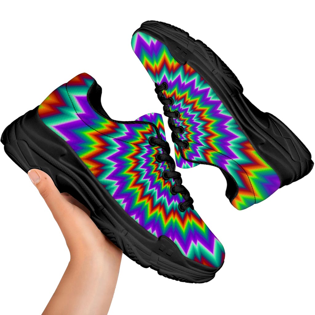 Psychedelic Spiral Optical Illusion Black Chunky Shoes