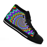 Psychedelic Spiral Optical Illusion Black High Top Sneakers