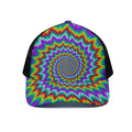 Psychedelic Spiral Optical Illusion Black Mesh Trucker Hat