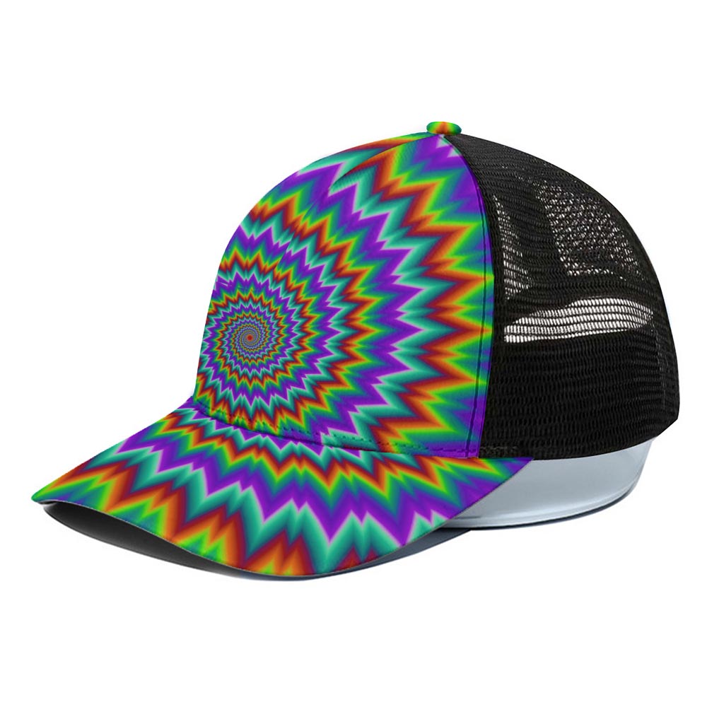 Psychedelic Spiral Optical Illusion Black Mesh Trucker Cap