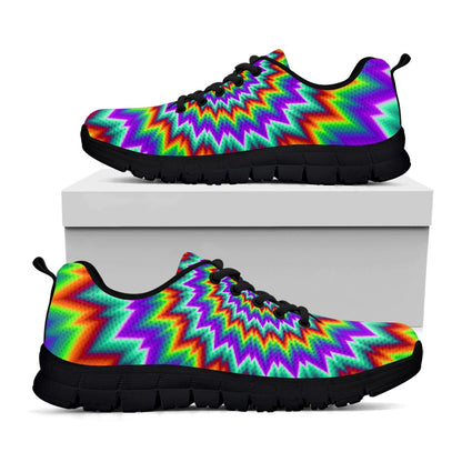 Psychedelic Spiral Optical Illusion Black Running Shoes