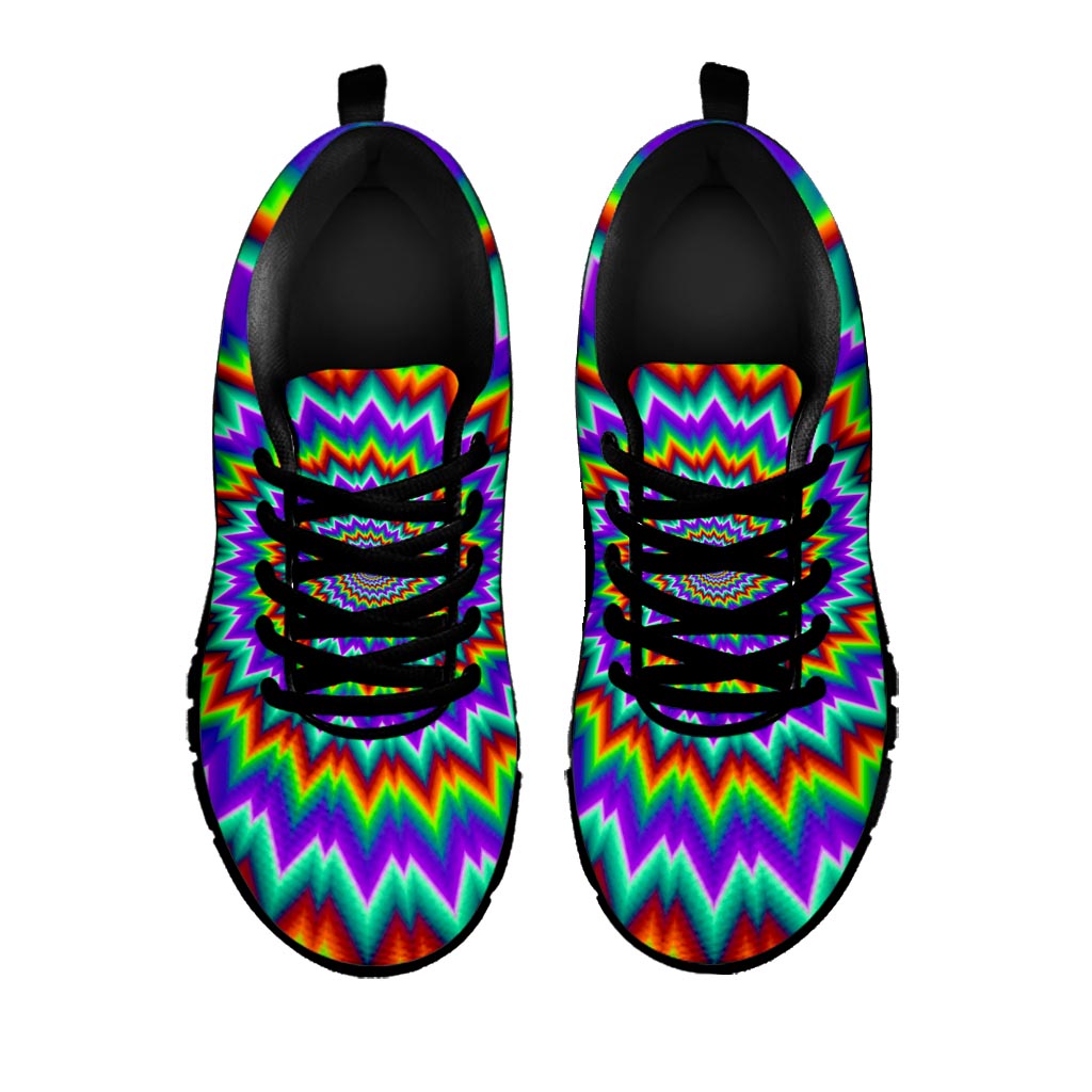 Psychedelic Spiral Optical Illusion Black Running Shoes