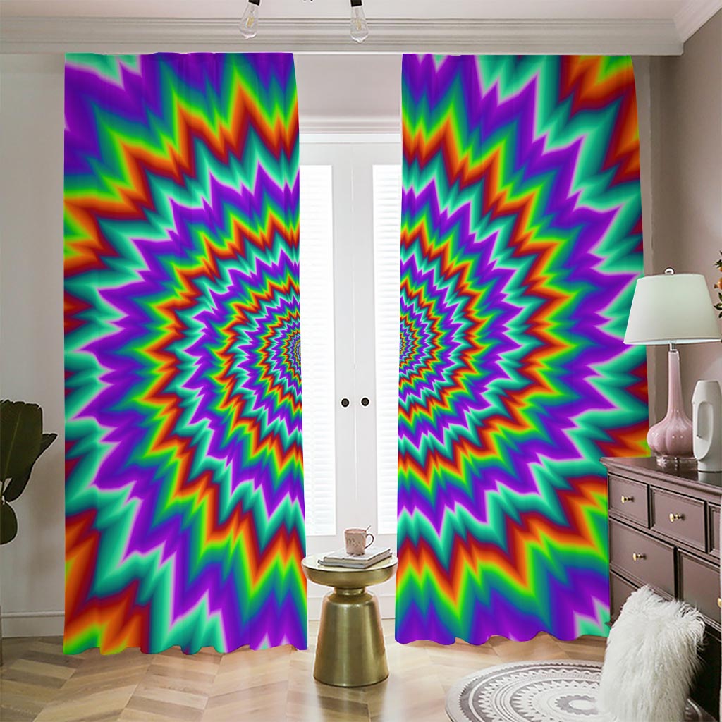 Psychedelic Spiral Optical Illusion Blackout Pencil Pleat Curtains