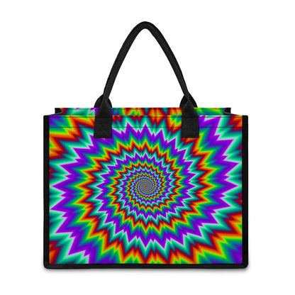 Psychedelic Spiral Optical Illusion Canvas Tote Bag