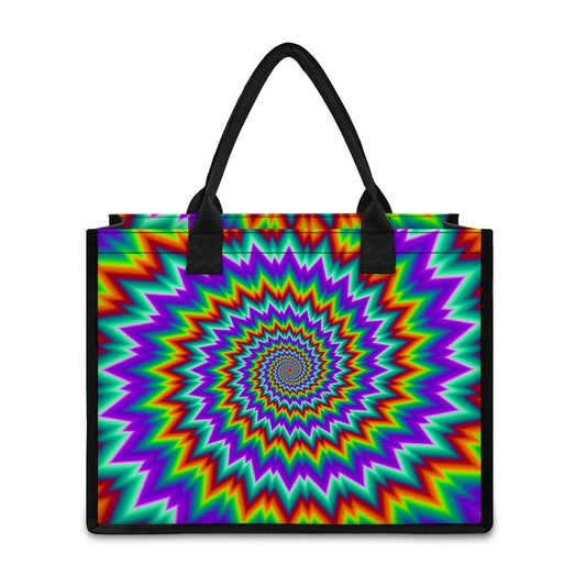 Psychedelic Spiral Optical Illusion Canvas Tote Bag