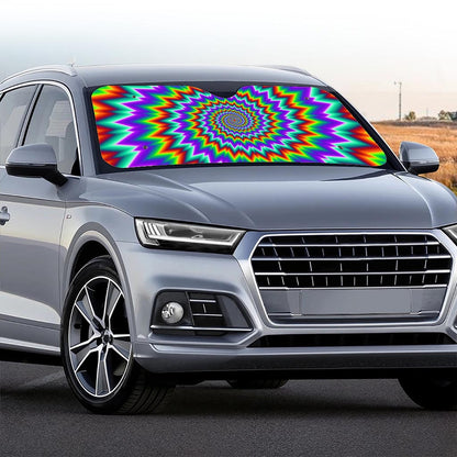 Psychedelic Spiral Optical Illusion Car Windshield Sun Shade