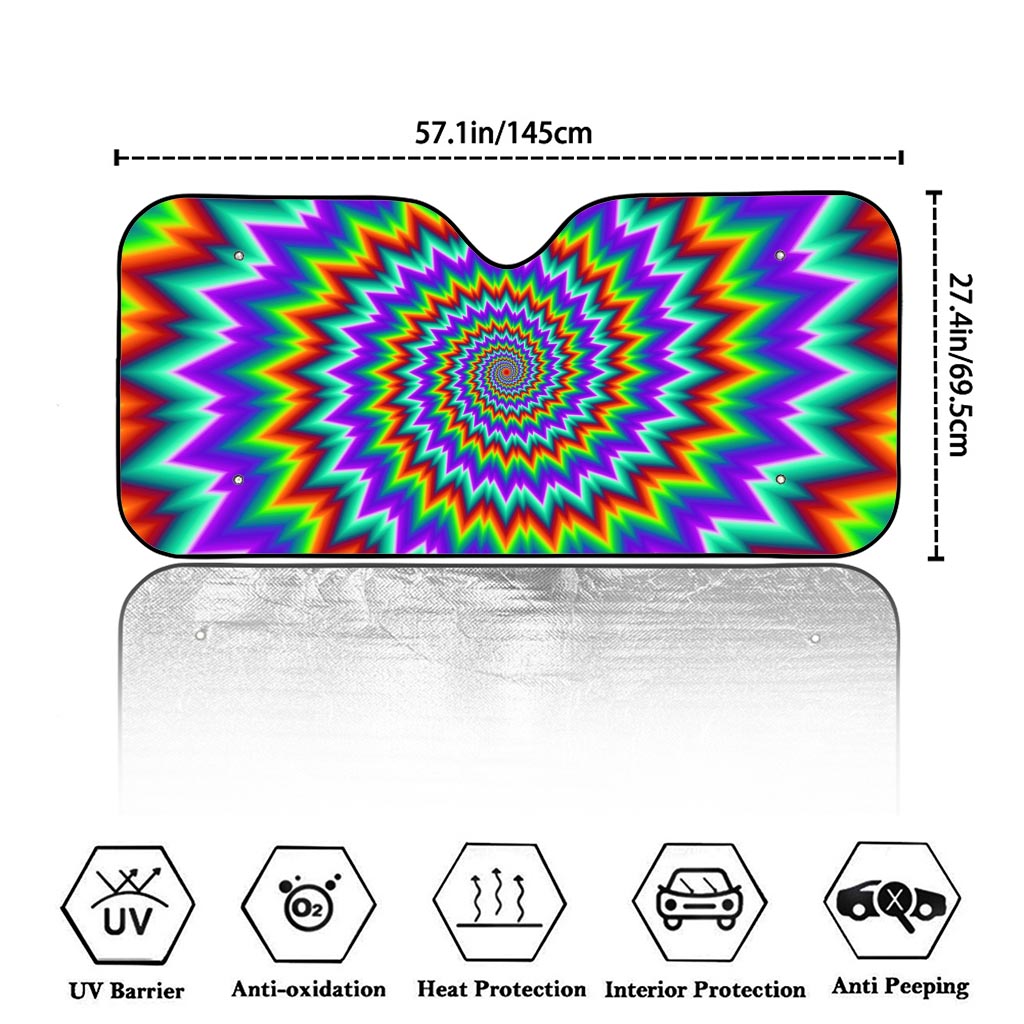Psychedelic Spiral Optical Illusion Car Windshield Sun Shade