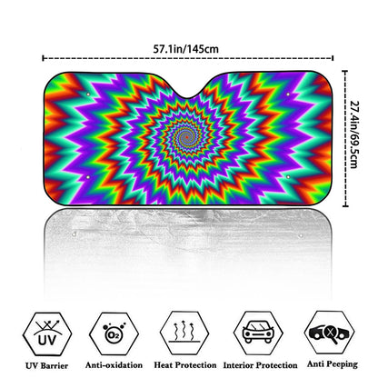Psychedelic Spiral Optical Illusion Car Windshield Sun Shade