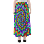 Psychedelic Spiral Optical Illusion Chiffon Maxi Skirt