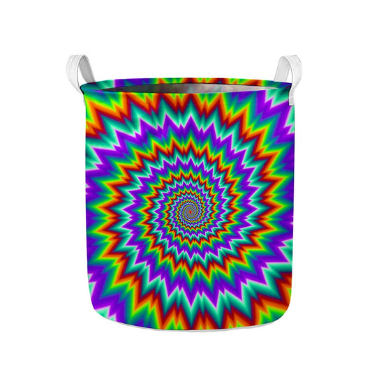 Psychedelic Spiral Optical Illusion Collapsible Laundry Basket