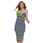 Psychedelic Spiral Optical Illusion Cross Back Cami Dress