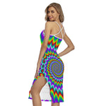 Psychedelic Spiral Optical Illusion Cross Back Cami Dress