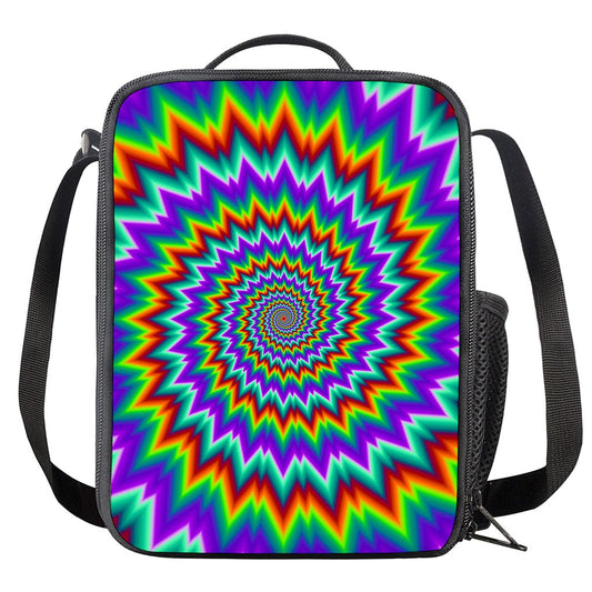 Psychedelic Spiral Optical Illusion Crossbody Lunch Bag
