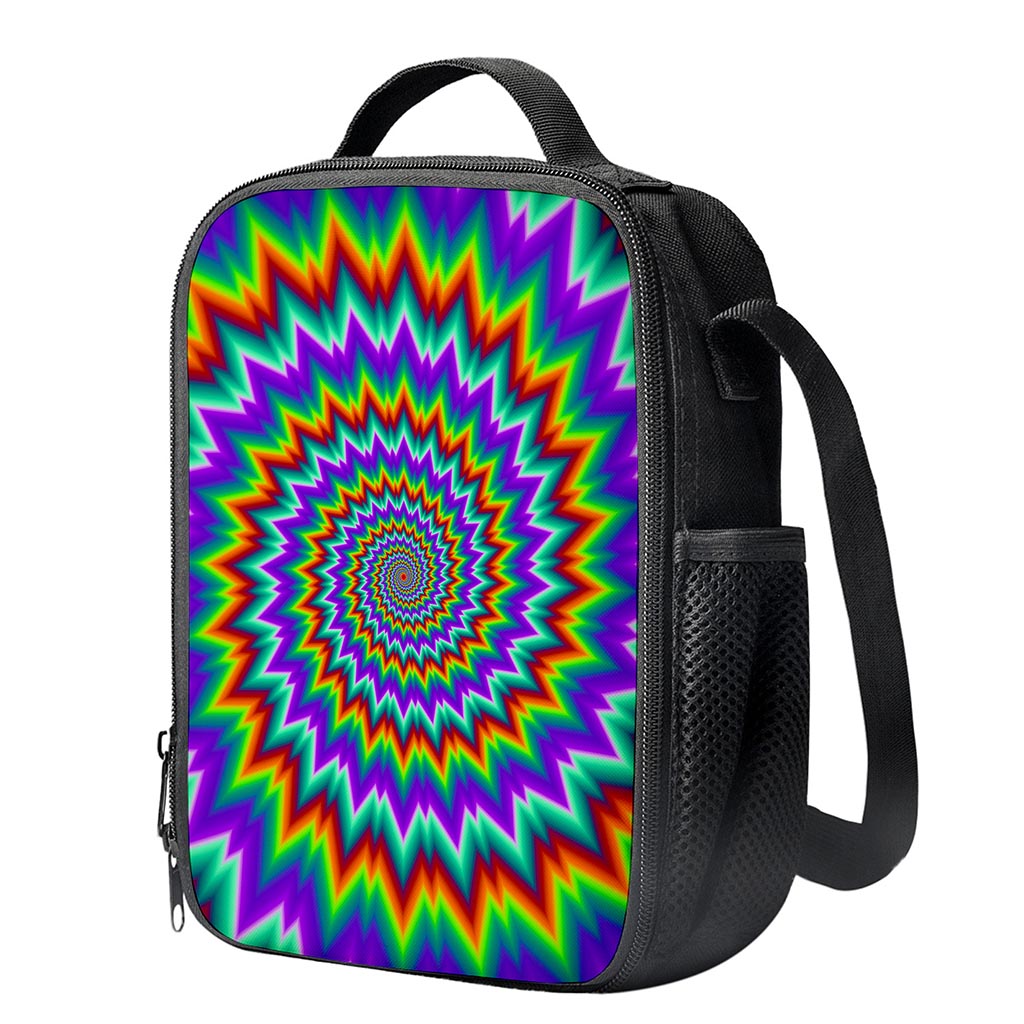 Psychedelic Spiral Optical Illusion Crossbody Lunch Bag