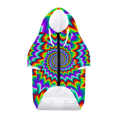 Psychedelic Spiral Optical Illusion Dog Zip Up Hoodie