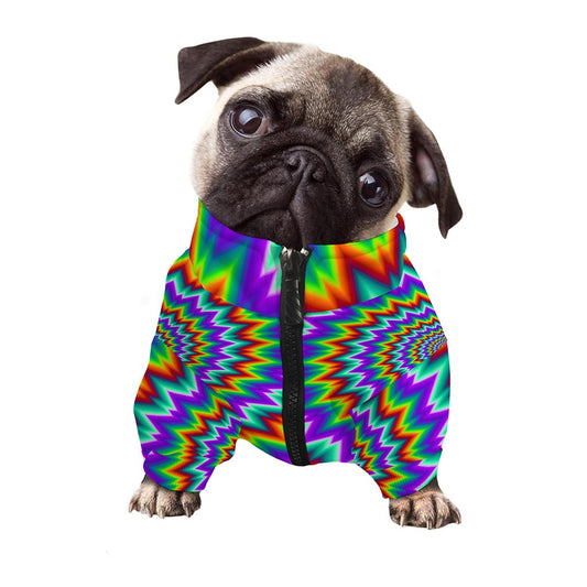 Psychedelic Spiral Optical Illusion Dog Zip Up Jacket