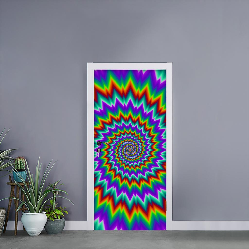 Psychedelic Spiral Optical Illusion Door Sticker