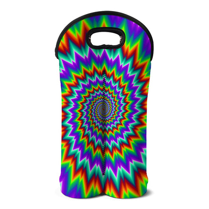 Psychedelic Spiral Optical Illusion Double Neoprene Wine Tote