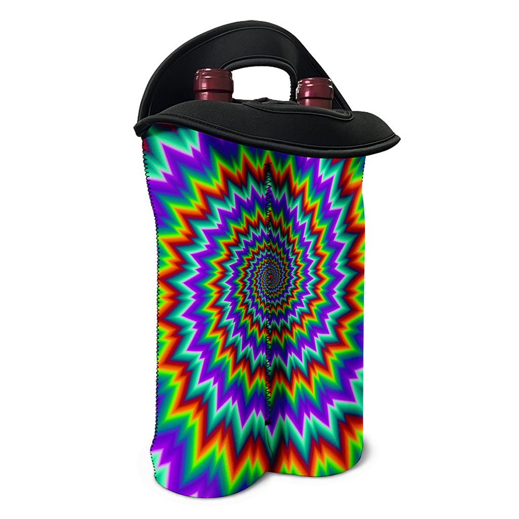 Psychedelic Spiral Optical Illusion Double Neoprene Wine Tote