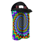 Psychedelic Spiral Optical Illusion Double Neoprene Wine Tote