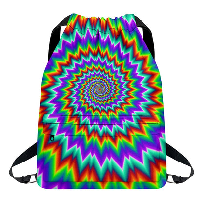 Psychedelic Spiral Optical Illusion Drawstring Backpack