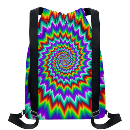 Psychedelic Spiral Optical Illusion Drawstring Backpack
