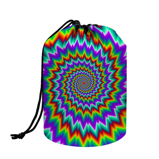 Psychedelic Spiral Optical Illusion Drawstring Makeup Bag