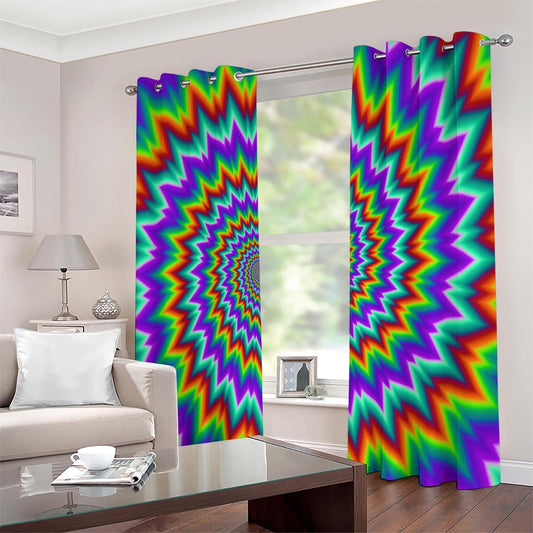 Psychedelic Spiral Optical Illusion Extra Wide Grommet Curtains