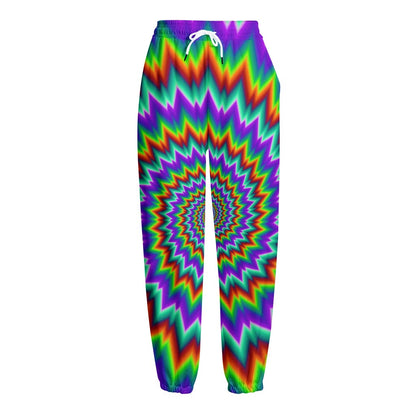Psychedelic Spiral Optical Illusion Fleece Lined Knit Pants