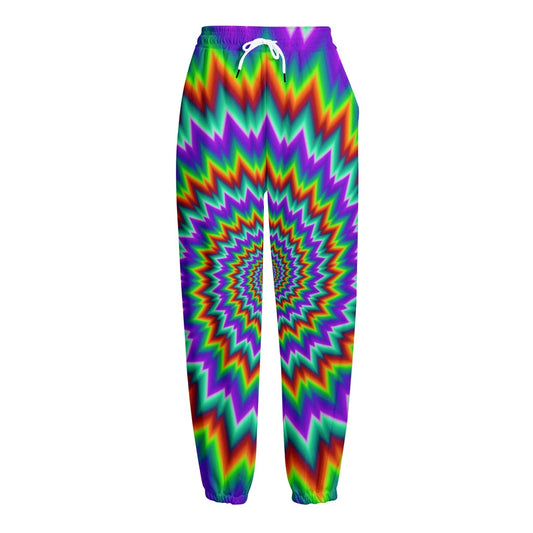 Psychedelic Spiral Optical Illusion Fleece Lined Knit Pants