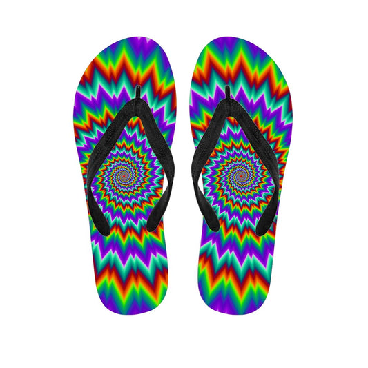 Psychedelic Spiral Optical Illusion Flip Flops