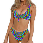 Psychedelic Spiral Optical Illusion Front Bow Tie Bikini
