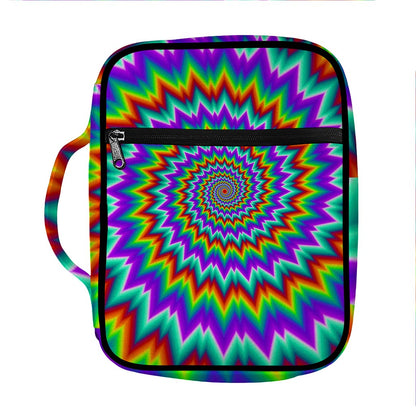 Psychedelic Spiral Optical Illusion Front Pocket Bible Bag
