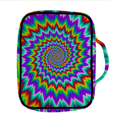 Psychedelic Spiral Optical Illusion Front Pocket Bible Bag