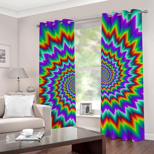 Psychedelic Spiral Optical Illusion Grommet Curtains