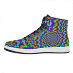 Psychedelic Spiral Optical Illusion High Top Leather Sneakers