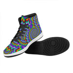 Psychedelic Spiral Optical Illusion High Top Leather Sneakers