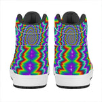 Psychedelic Spiral Optical Illusion High Top Leather Sneakers