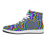 Psychedelic Spiral Optical Illusion High Top Leather Sneakers