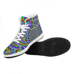 Psychedelic Spiral Optical Illusion High Top Leather Sneakers