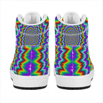 Psychedelic Spiral Optical Illusion High Top Leather Sneakers